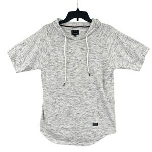 Navy Yard Mens Short Sleeve Hoodie Gray Space Dye Pullover Size M Gym Workout